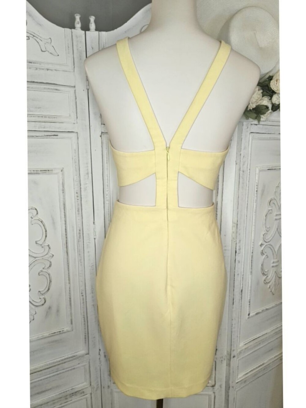 Likely Arcadia Yellow Cutout Sleeveless Fitted Mini Dress